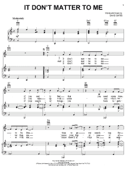 page one of It Don't Matter To Me (Piano, Vocal & Guitar Chords (Right-Hand Melody))
