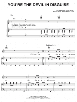 page one of You're The Devil In Disguise (Piano, Vocal & Guitar Chords (Right-Hand Melody))