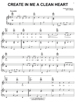 page one of Create In Me A Clean Heart (Piano, Vocal & Guitar Chords (Right-Hand Melody))