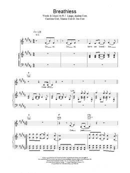 page one of Breathless (Piano, Vocal & Guitar Chords)