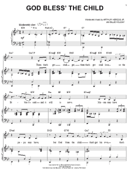 page one of God Bless' The Child (Piano & Vocal)