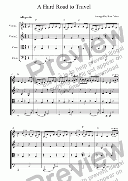 page one of trad. Irish - A HARD ROAD TO TRAVEL - for string quartet