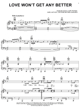 page one of Love Won't Get Any Better (Piano, Vocal & Guitar Chords (Right-Hand Melody))