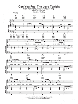 page one of Can You Feel The Love Tonight (from The Lion King) (Piano, Vocal & Guitar Chords)