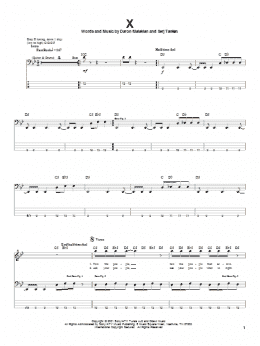 page one of X (Bass Guitar Tab)