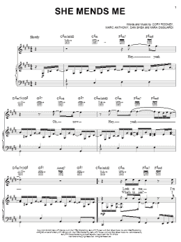 page one of She Mends Me (Piano, Vocal & Guitar Chords (Right-Hand Melody))