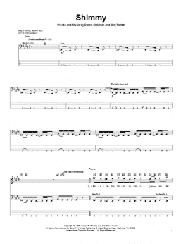 page one of Shimmy (Bass Guitar Tab)