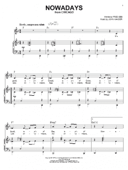 page one of Nowadays (from Chicago) (Piano & Vocal)
