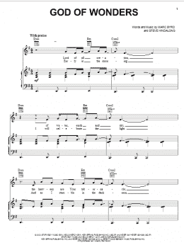 page one of God Of Wonders (Piano, Vocal & Guitar Chords (Right-Hand Melody))
