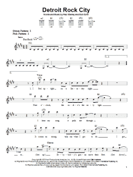 page one of Detroit Rock City (Easy Guitar)