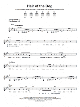 page one of Hair Of The Dog (Easy Guitar)