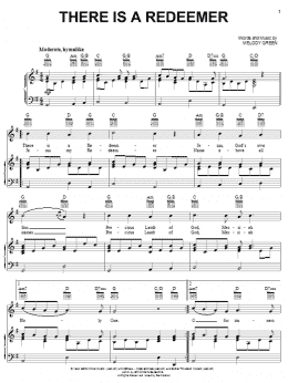 page one of There Is A Redeemer (Piano, Vocal & Guitar Chords (Right-Hand Melody))