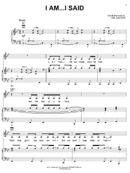 page one of I Am...I Said (Piano, Vocal & Guitar Chords (Right-Hand Melody))