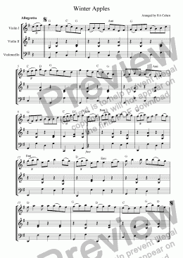 page one of trad. Irish - WINTER APPLES - for 2 violins and cello