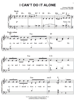 page one of I Can't Do It Alone (Easy Piano)