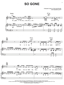 page one of So Gone (Piano, Vocal & Guitar Chords (Right-Hand Melody))