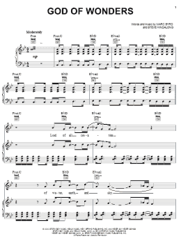 page one of God Of Wonders (Piano, Vocal & Guitar Chords (Right-Hand Melody))