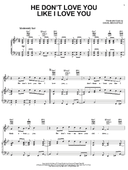 page one of He Don't Love You Like I Love You (Piano, Vocal & Guitar Chords (Right-Hand Melody))