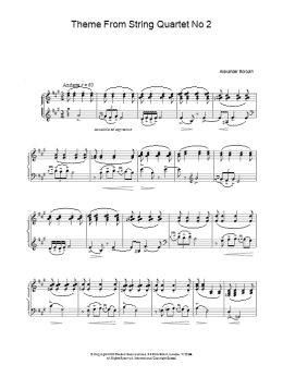 page one of Theme From String Quartet No 2 (Piano Solo)