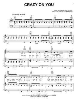 page one of Crazy On You (Piano, Vocal & Guitar Chords (Right-Hand Melody))