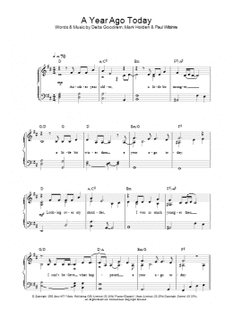 page one of A Year Ago Today (Piano Solo)