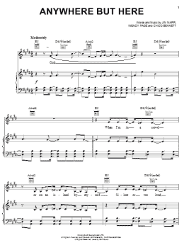 page one of Anywhere But Here (Piano, Vocal & Guitar Chords (Right-Hand Melody))
