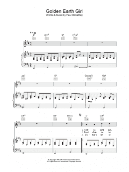 page one of Golden Earth Girl (Piano, Vocal & Guitar Chords)