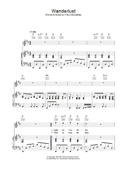 page one of Wanderlust (Piano, Vocal & Guitar Chords)