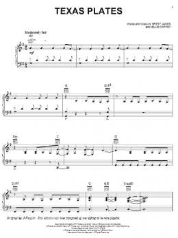 page one of Texas Plates (Piano, Vocal & Guitar Chords (Right-Hand Melody))