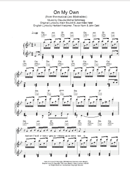 page one of On My Own (from Les Miserables) (Piano, Vocal & Guitar Chords)