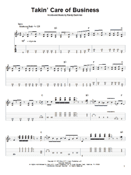 page one of Takin' Care Of Business (Guitar Tab (Single Guitar))