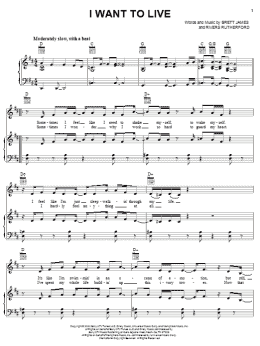 page one of I Want To Live (Piano, Vocal & Guitar Chords (Right-Hand Melody))