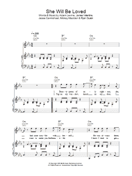 page one of She Will Be Loved (Piano, Vocal & Guitar Chords)