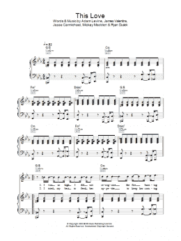 page one of This Love (Piano, Vocal & Guitar Chords)