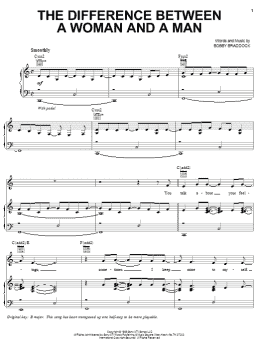 page one of The Difference Between A Woman And A Man (Piano, Vocal & Guitar Chords (Right-Hand Melody))