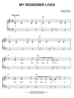 page one of My Redeemer Lives (Easy Piano)