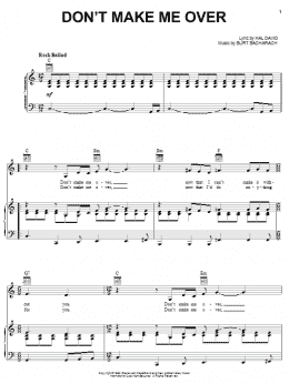 page one of Don't Make Me Over (Piano, Vocal & Guitar Chords (Right-Hand Melody))