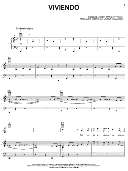 page one of Viviendo (Piano, Vocal & Guitar Chords (Right-Hand Melody))