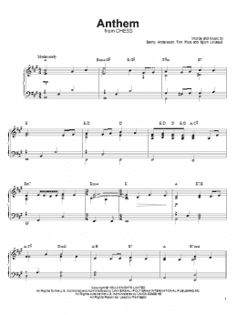 page one of Anthem (Piano, Vocal & Guitar Chords (Right-Hand Melody))