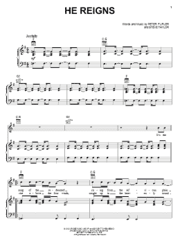 page one of He Reigns (Piano, Vocal & Guitar Chords (Right-Hand Melody))