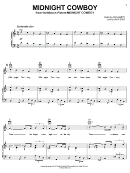 page one of Midnight Cowboy (Piano, Vocal & Guitar Chords (Right-Hand Melody))
