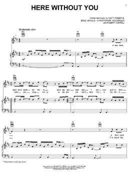 page one of Here Without You (Piano, Vocal & Guitar Chords (Right-Hand Melody))