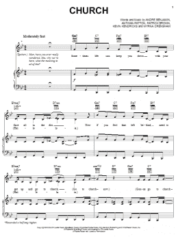 page one of Church (Piano, Vocal & Guitar Chords (Right-Hand Melody))