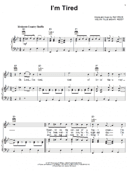 page one of I'm Tired (Piano, Vocal & Guitar Chords (Right-Hand Melody))