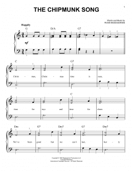 page one of The Chipmunk Song (Very Easy Piano)