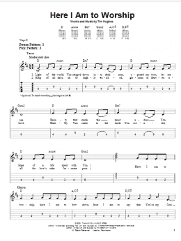 page one of Here I Am To Worship (Easy Guitar Tab)