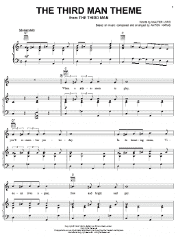 page one of The Third Man Theme (Piano, Vocal & Guitar Chords (Right-Hand Melody))