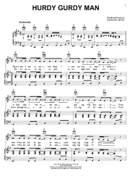 page one of Hurdy Gurdy Man (Piano, Vocal & Guitar Chords (Right-Hand Melody))