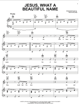 page one of Jesus, What A Beautiful Name (Piano, Vocal & Guitar Chords (Right-Hand Melody))