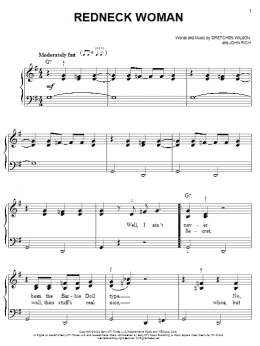 page one of Redneck Woman (Easy Piano)